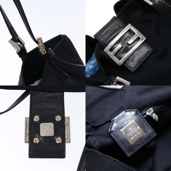 FENDI Tote Bag Nylon Black Silver - Picture 11 of 12